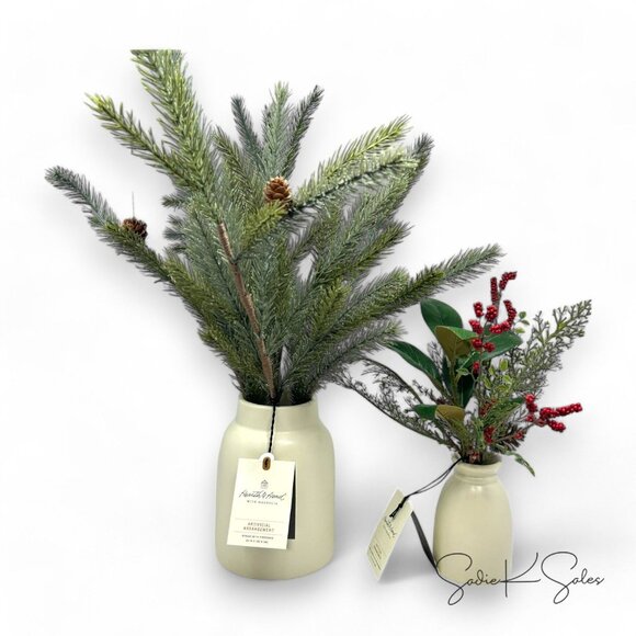 20" Faux Spruce & Pinecone Christmas Arrangement - Hearth & Hand Magnolia 2023 - Picture 6 of 6